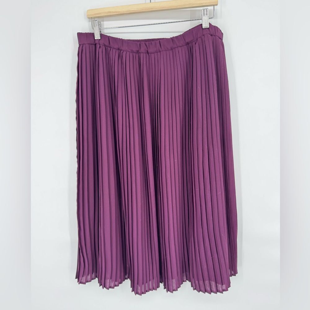 Eileen Fisher Pleat Skirt Pleated Eggplant Dark Purple Sz 14 - Picture 5 of 9